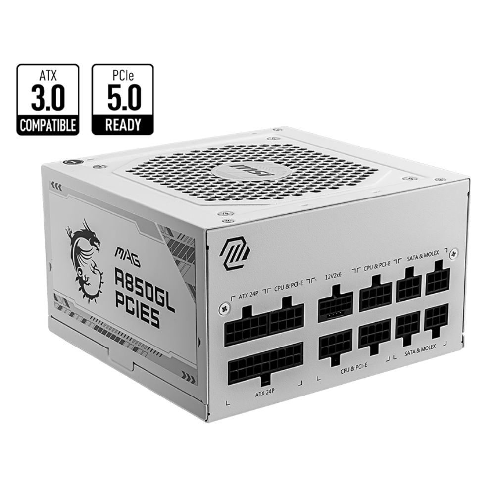 Купить Блок питания MSI MAG A850GL PCIE5 WHITE, 850W в Алматы