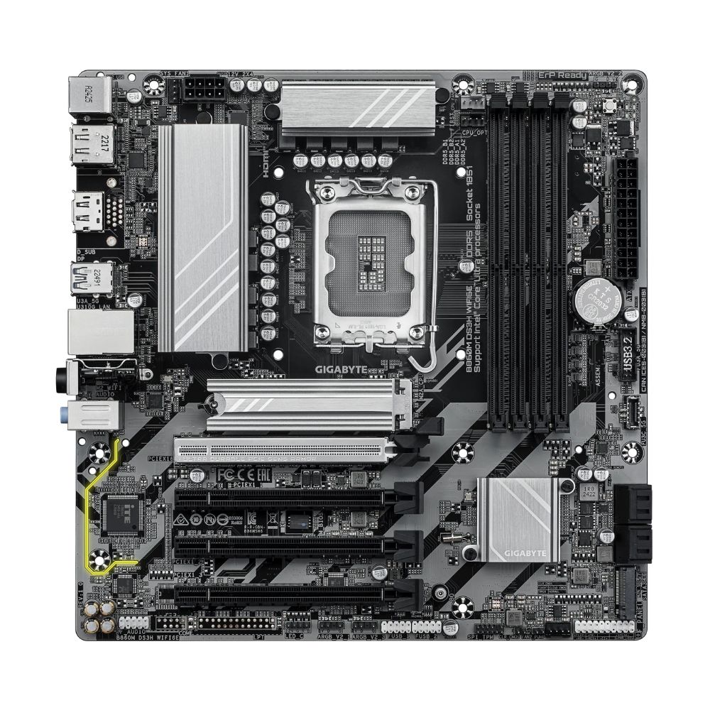 Купить Материнская плата GIGABYTE B860 DS3H WIFI6, LGA1851, 4xDDR5, PCIe5.0, HDMI+DP, 2xM.2, 2.5Gb LAN, ATX в Алматы
