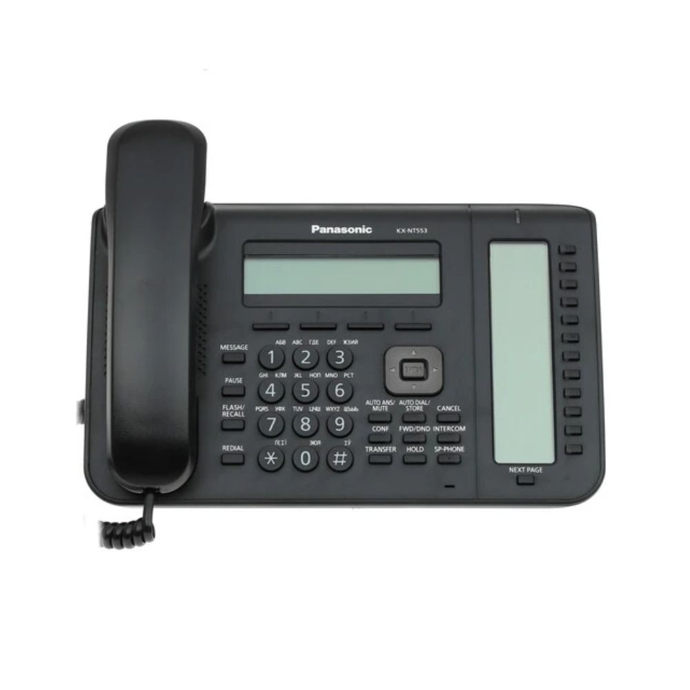 Купить Panasonic KX-NT553RU-B IP системный телефон, c 3-строчным ЖК-дисплеем, 2 гигабитных порта с PoE в Алматы