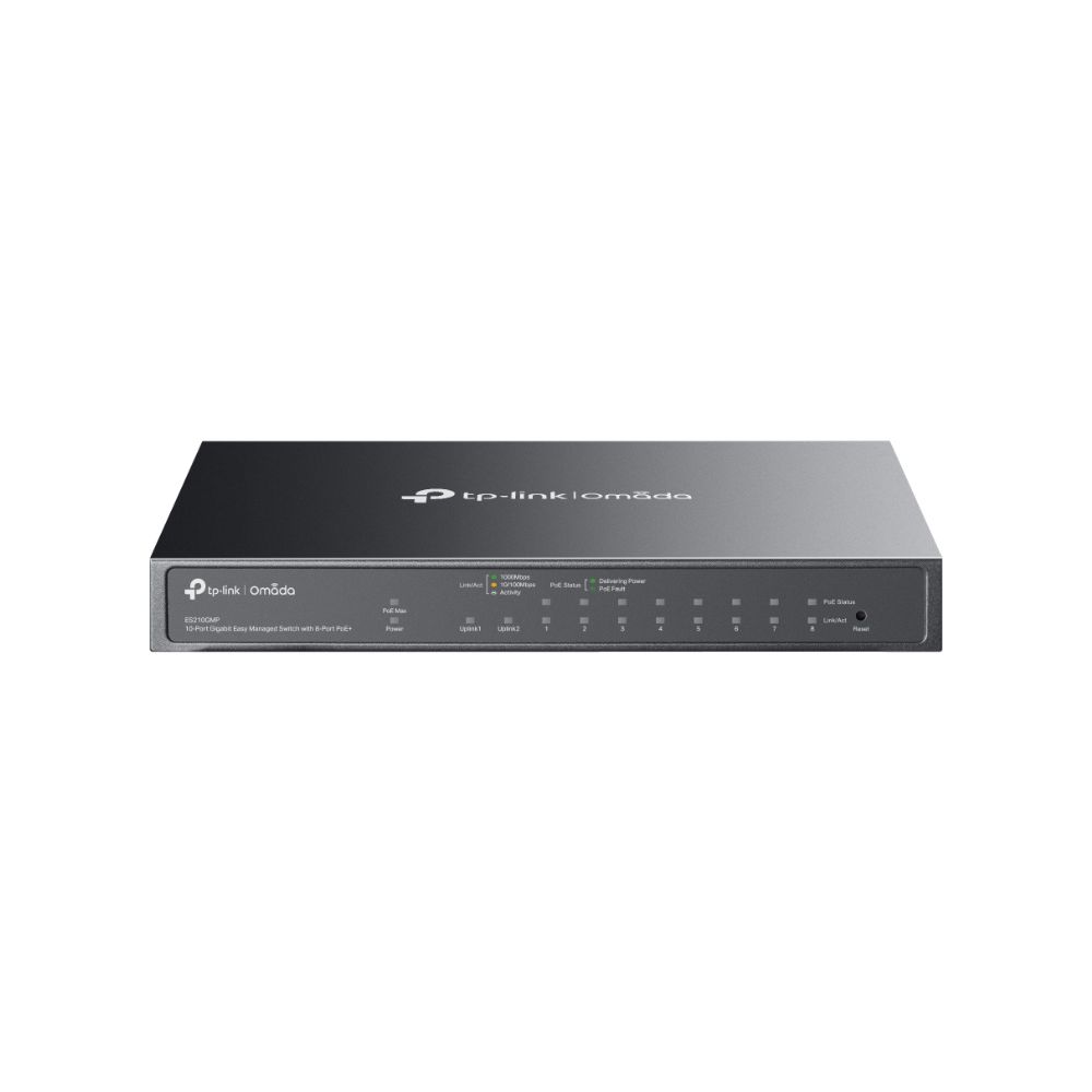 Купить Коммутатор PoE+ GbE Easy Managed  10-портовый TP-Link Omada ES210GMP <8-port GbE 802.3af/at PoE+,  1 порт GbE RJ45, 1 гигабитный SFP/RJ45 комбо-порт, QoS 802.1p/DSCP, IGMP Snooping, бюджет мощности PoE 123W, Omada SDN, 32 группы VLAN, PoE до 250 м, Q в Алматы