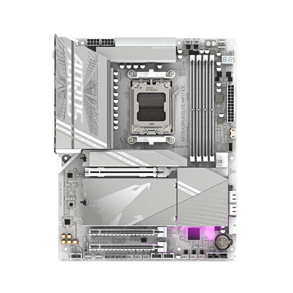 Купить Материнская плата Gigabyte X870 AORUS ELITE WIFI7 ICE, AM5 X870, 4 x DDR5, PCIe5.0, 4 x M.2, WiFi7, ATX&nbsp;X870 A ELITE WF7 ICE в Алматы