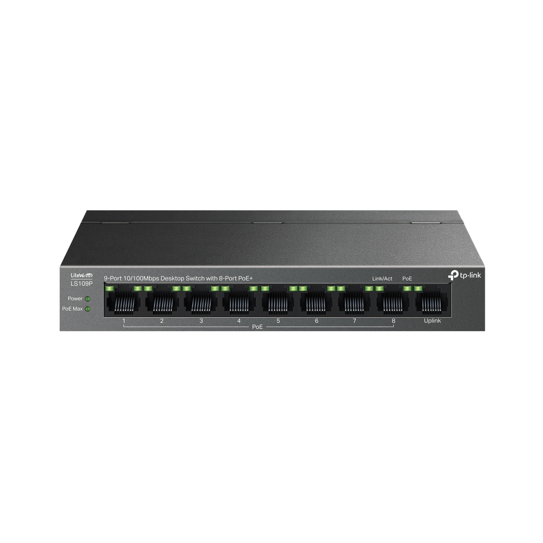 Купить Коммутатор PoE+  9-портовый Tp-Link LS109P <8 портов PoE+, режим расширения (передача данных и подача питания по PoE на расстояние до 250 м), бюджет мощности PoE 65W> в Алматы