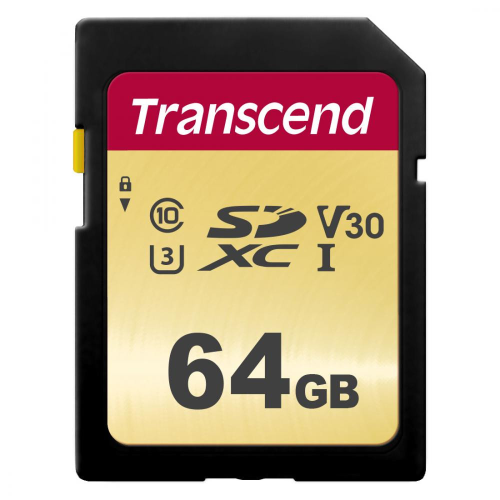Купить Карта памяти SD 64GB Class 10 U3 Transcend TS64GSDC500S в Алматы