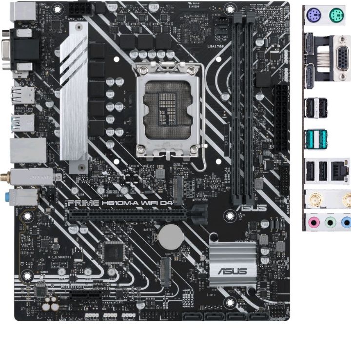 Купить Материнская плата ASUS PRIME H610M-A WIFI D4, LGA1700 2xDDR4 4xSATA3 2xM.2 D-Sub HDMI DP mATX в Алматы