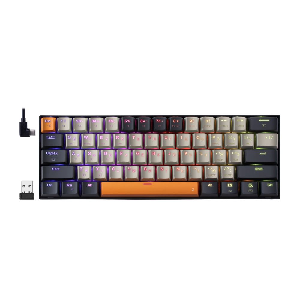 Купить KeyBoard  USB, Redragon Caraxes Pro, BT/2.4 GHz wireless, 1.8m cable (71554) в Алматы