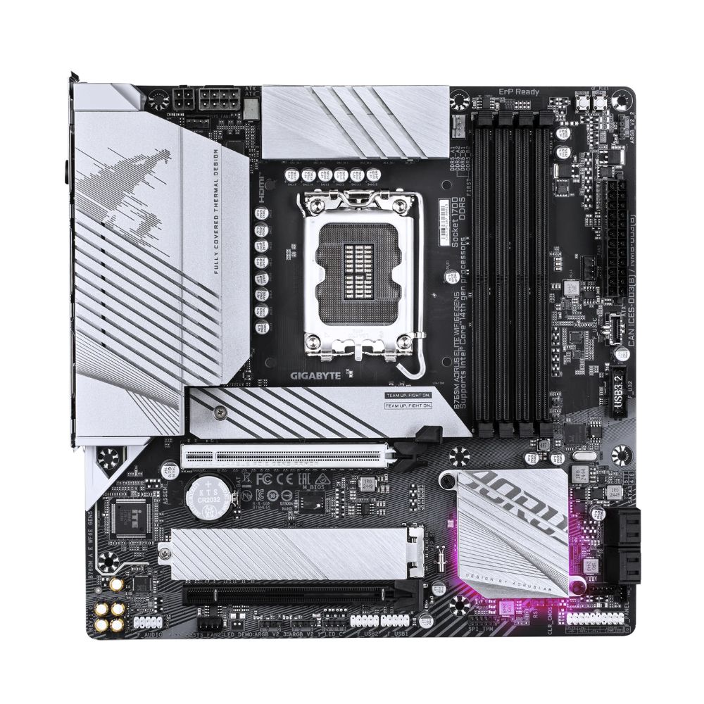 Купить Материнская плата GIGABYTE B760M AORUS ELITE WIFI6E, LGA1700, 4xDDR5, PCIe5.0, HDMI+DP, 2xM.2, mATX в Алматы