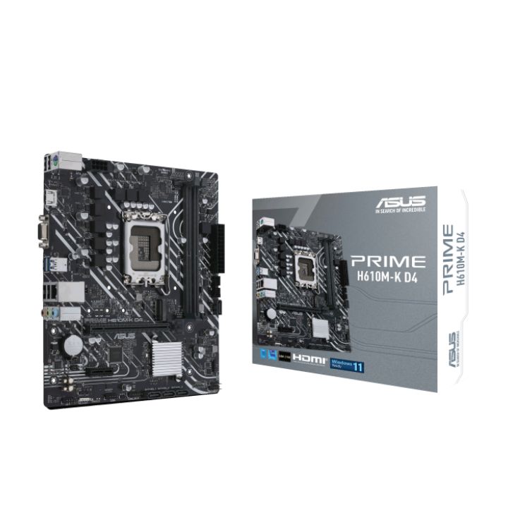 Купить Материнская плата ASUS PRIME H610M-K D4, LGA1700 2xDDR4 4xSATA3 M.2 D-Sub HDMI mATX в Алматы