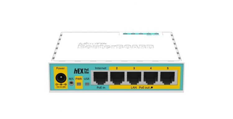 Купить Сетевой Маршрутизатор MikroTik  RB750UPr2  RouterBOARD hEX PoE Lite   4 порта Passive PoE  4 порта 1 в Алматы
