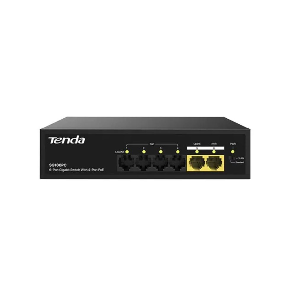 Купить PoE-коммутатор Tenda SG106PC 6-port Gigabit Ethernet с 4-port PoE черный в Алматы