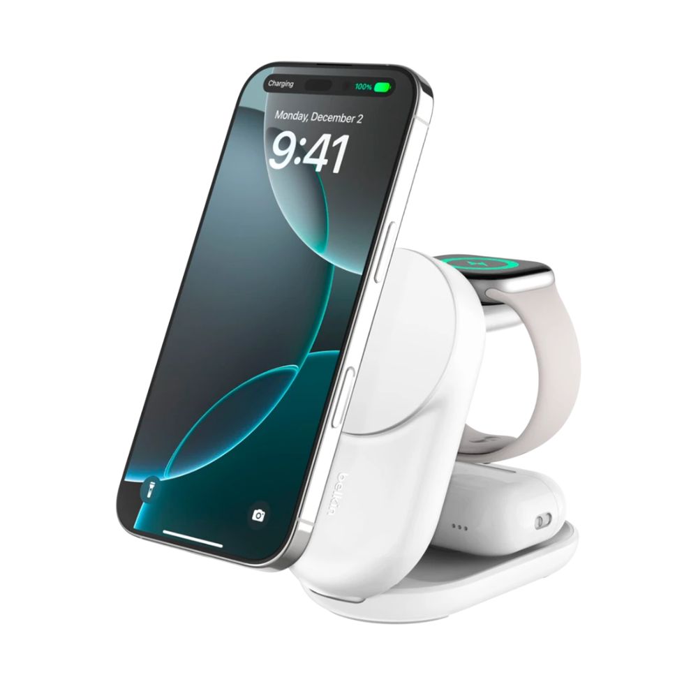 Купить BELKIN 25w Qi2 3-IN-1 Foldable Charger, White в Алматы
