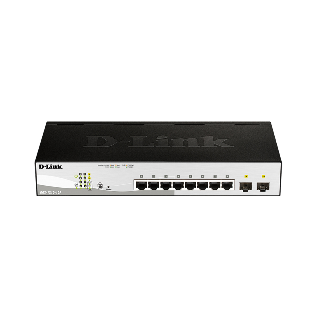Купить D-Link DGS-1210-10P Коммутатор 8-порт10/100/1000 + 2 комбо-портами 1000Base-T/SFP  PoE в Алматы