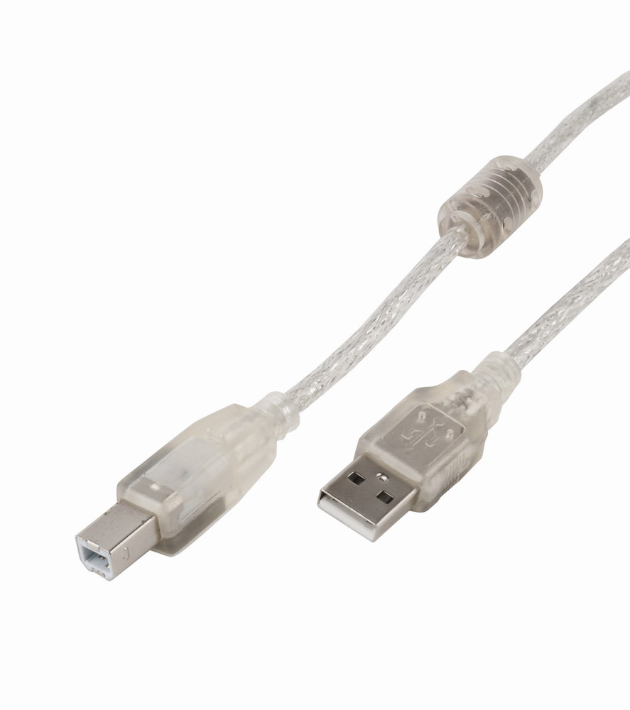 Купить Кабель USB 2.0 Pro Cablexpert CCF-USB2-AMBM-TR-15, AM/BM, 4,5м, экран, феррит.кольцо, прозрачный, па в Алматы