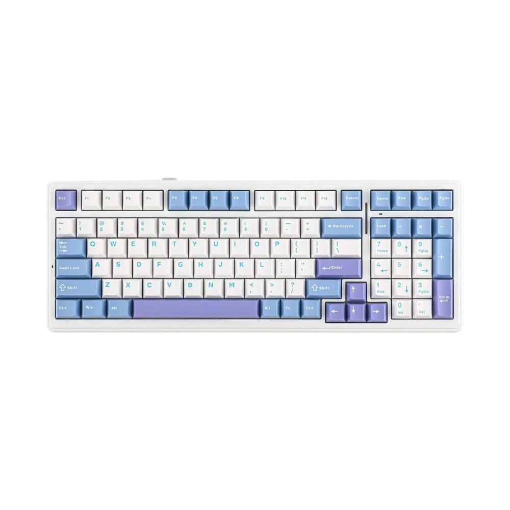 Купить Клавиатура AULA F99, mechanical, Gray Wood V3 switch, 99 keys EN/RU, 2.4/BT/cable, White-blue-purple в Алматы