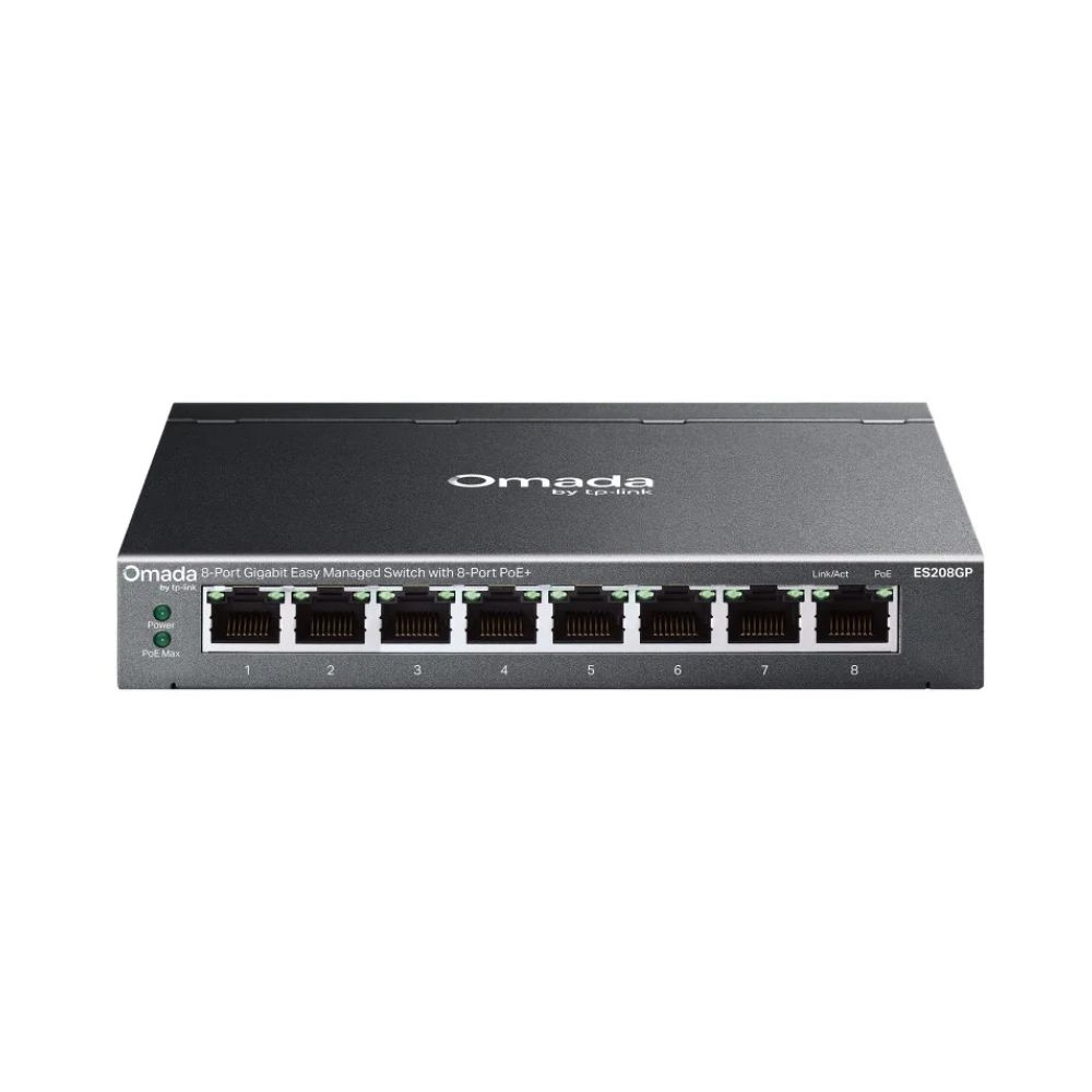 Купить Коммутатор PoE+ GbE Easy Managed  8-портовый TP-Link Omada ES208GP <8-port GbE 802.3af/at PoE+, IGMP Snooping, бюджет мощности PoE 63W, Omada SDN, 32 группы VLAN, PoE до 250 м, QoS, автоматическое восстановление PoE и изоляция портов для надежной сет в Алматы