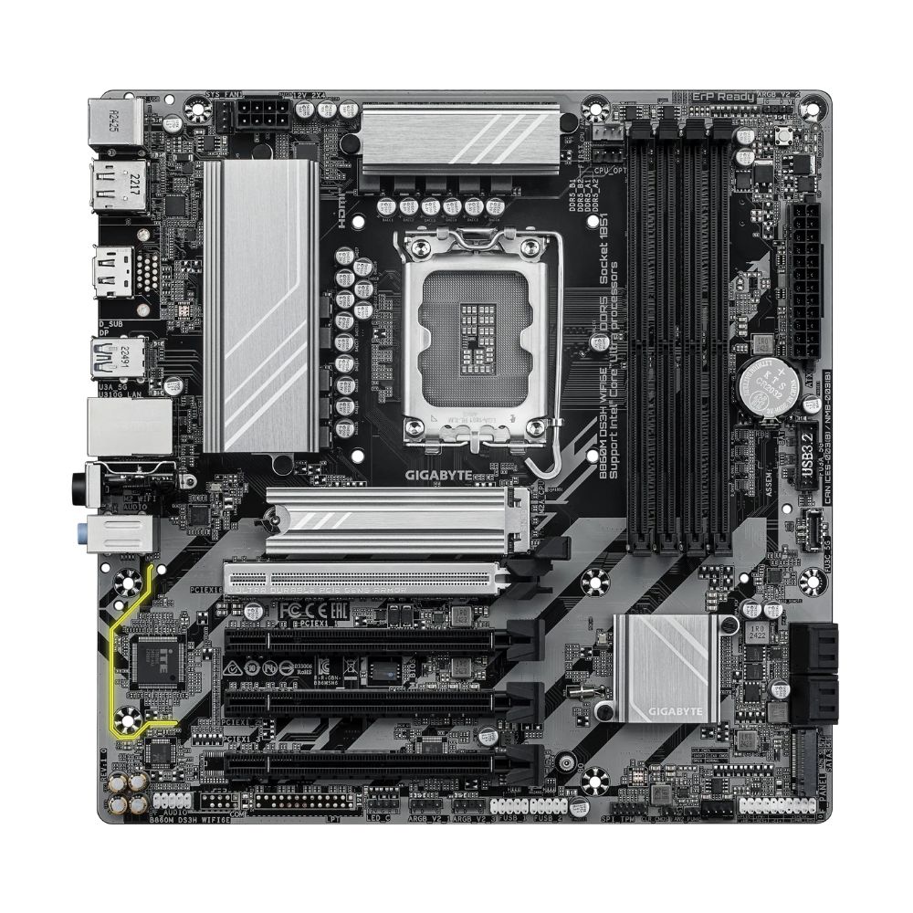 Купить Сист.плата Gigabyte B860M DS3H 1.0, B860, LGA1851, 4xDDR5, 3xPCI-E x16, M2, SATA, 2xDP, HDMI, BOX в Алматы