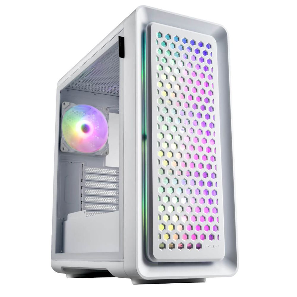 Купить Компьютерный корпус FSP CUT593P(W), Без БП, 2xUSB3.0/Type-C, 4xFAN140 ARGB, Glass, White, E-ATX в Алматы