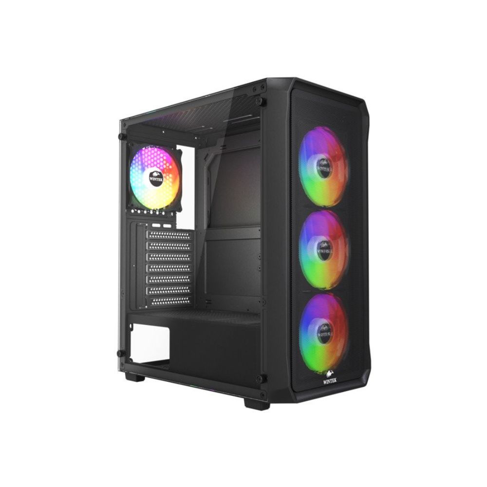 Купить Корпус Wintek Tornado Pro PS195-B-M TG, ATX, USB 1*3.0/2*2.0, HD Mic, 0,5mm, 4*12cm ARGB, Black в Алматы