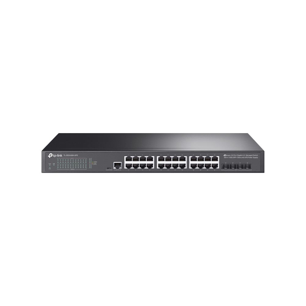 Купить Коммутатор управляемый GbE 24-портовый Tp-Link TL-SG3428X-UPS <JetStream&trade; 24-Port Gigabit L2 Managed Switch with 4 SFP+ Slots 10GbE, 128Gbps, 1 RJ45 Console Port, 1 Micro-USB Console Port, Omada SDN, с разъемом для подключения свинцово-кислотных акку в Алматы