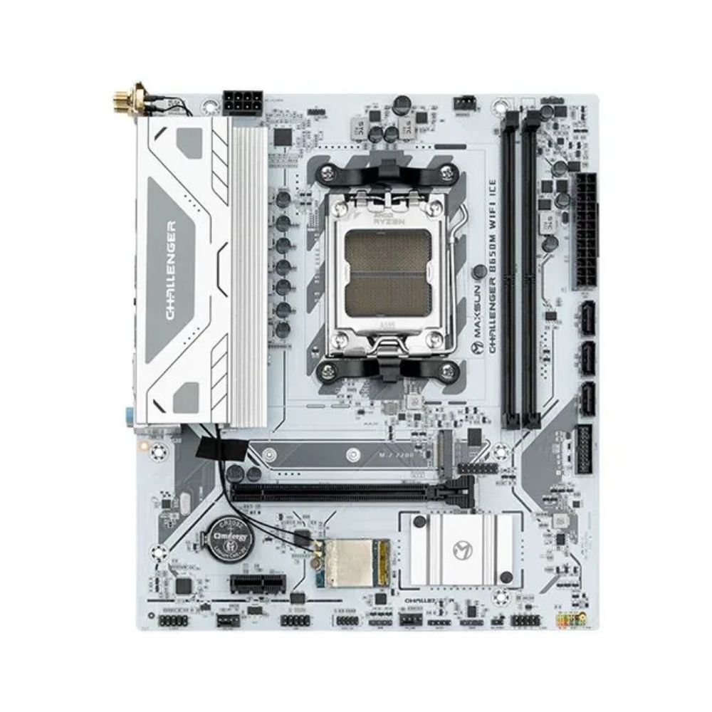 Купить Материнская плата MaxSun Challenger B650M WIFI ICE, AM5, 2xDDR5, PCIe4.0, HDMI+VGA, M.2, mATX в Алматы