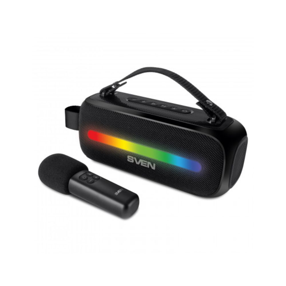 Купить SVEN PS-255, черный, акустическая система 2.0,  12W, Bluetooth, FM, USB, karaoke mic, 3600mA*h в Алматы
