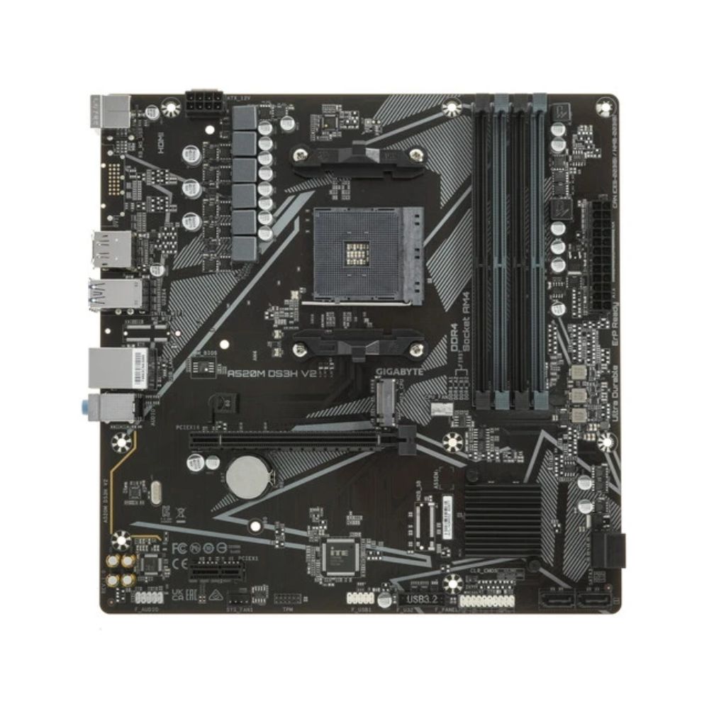 Купить GIGABYTE MB AM4, A520, 4xDDR4, DP + HDMI, 1xPCIe x16 3.0, 1xPCIe x1, 1xM.2, 4xSATA, GbE LAN, mATX в Алматы