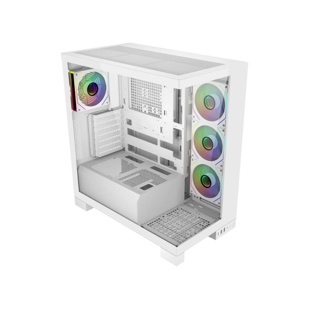 Купить Кейс M540-WA, Panoramic ATX Mid Tower, ATX(BTF), M-ATX, Mini-ITX, USB3.0 x 2, Type-C, TG, White в Алматы