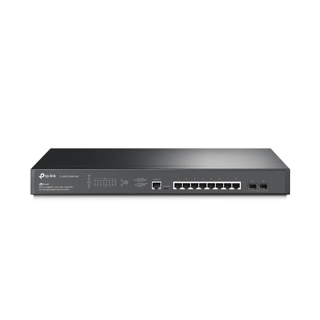 Купить Коммутатор PoE+ управляемый 2.5 GbE 8-портовый Tp-Link SG3210XHP-M2 <JetStream&trade; 8 портов 2.5GBASE-T 802.3af/at (max 30W на порт) 2 SFP+ Slots 10Gbps, коммутационная матрица 80 Гбит/с, консольный порт управления, бюджет мощности PoE 240W, интеграция с в Алматы