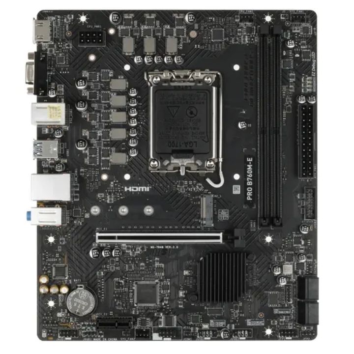 Купить Материнская плата MSI PRO B760M-E LGA1700 2xDDR5 4xSATA3 M.2 VGA HDMI mATX в Алматы