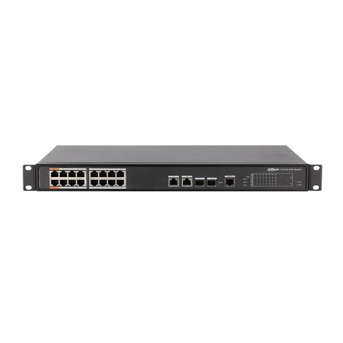 Купить Коммутатор Dahua, DH-PFS4218-16ET-240, 19-дюймовый стоечный, 16 портов 10/100M   2 комбо порта SFP, Управляемый (L2), PoE, Корпус металл, 1U в Алматы
