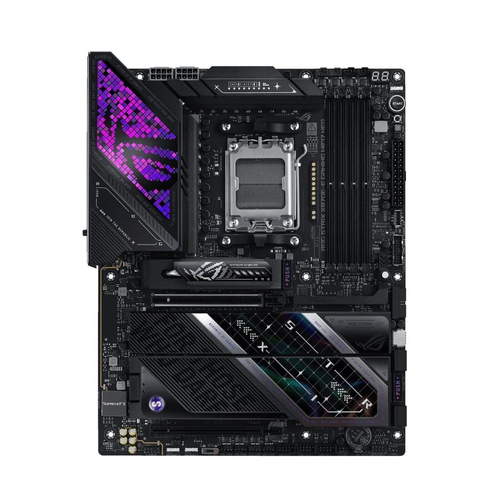 Купить Сист.плата ASUS ROG STRIX X870E-E GAMING NEO, X870E, AM5, 4xDDR5, 2xPCI-E x16, 5xM2, SATA, HDMI, 2xUSB 4, WIFI7, BOX в Алматы