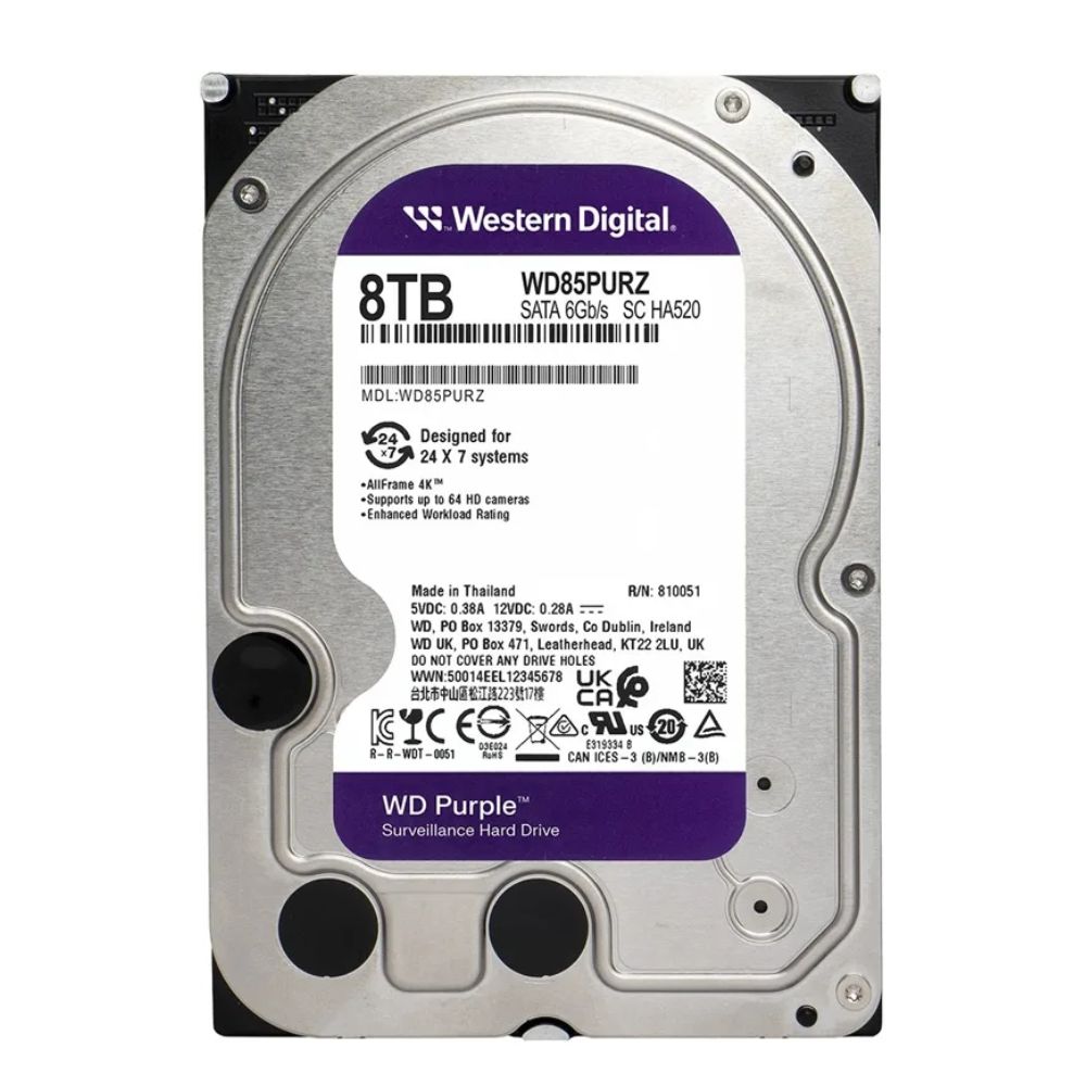 Купить Жесткий диск для видеонаблюдения HDD 8Tb Western Digital Purple SATA3 256Mb 5640rpm 3,5" WD85PURZ&nbsp; в Алматы