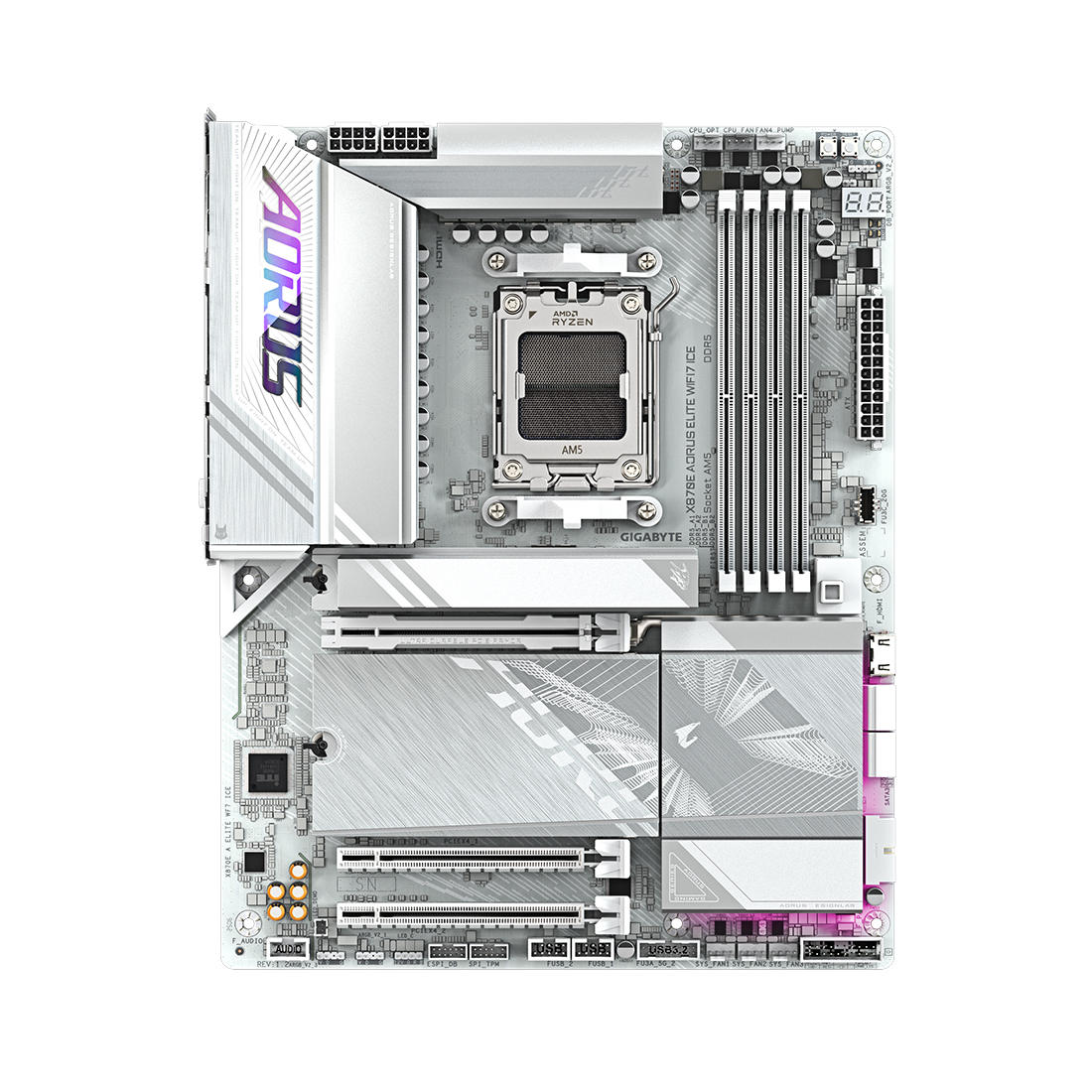 Купить MB Socket AM5, ATX, AMD X870E (HDMI), Gigabyte X870E AORUS ELITE WIFI7 ICE, 4DDR5, 3PCIx16 в Алматы