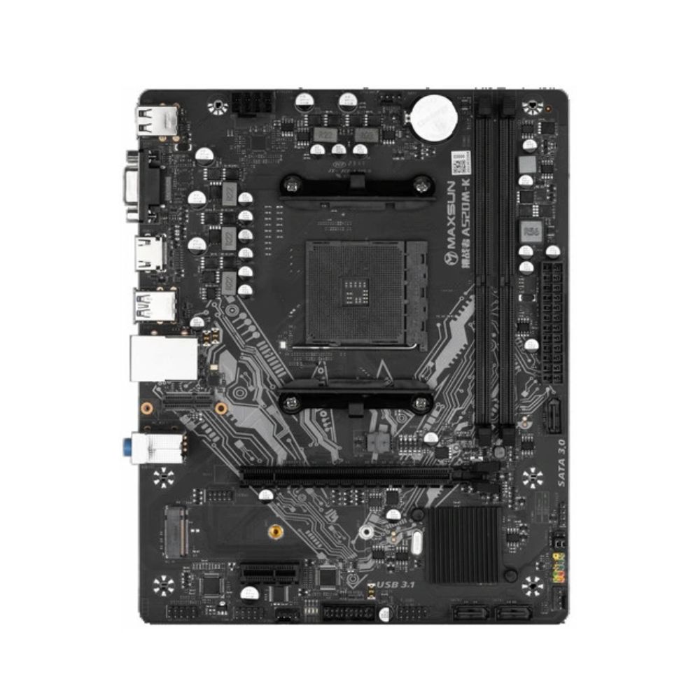 Купить Материнская плата MaxSun Challenger A520M-K WIFI, AM4, 2xDDR4, HDMI+DP, PCIe3.0, 3xSATA, 1xM.2, mATX в Алматы