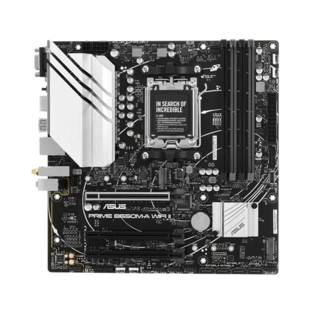 Купить Материнская плата ASUS PRIME B650M-A WIFI II AM 5 4 x DDR5 4 x SATA 3 RAID 2 x M.2 VGA HDMI DP mATX&nbsp; в Алматы