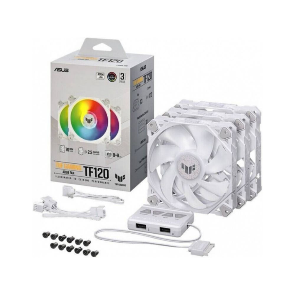 Купить Комплект вентиляторов ASUS TUF GAMING TF120 ARGB WHITE 3IN1 в Алматы