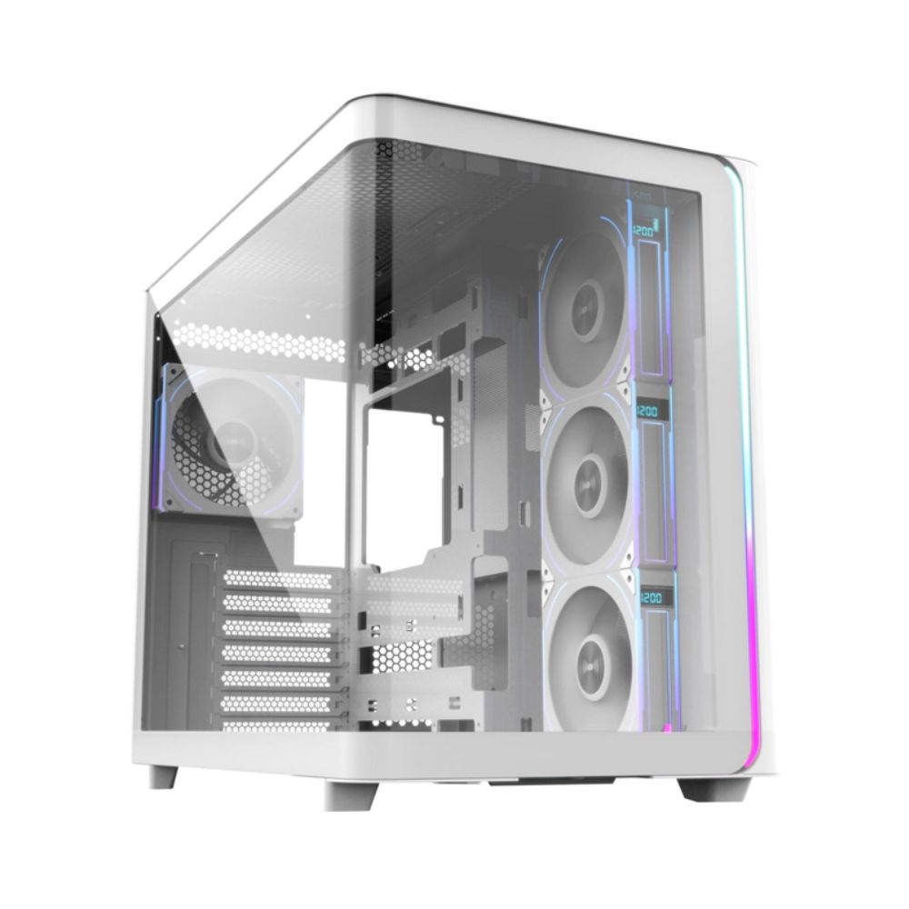 Купить Корпус FSP M580-WP, Panoramic ATX Mid Tower, ATX(BTF), M-ATX, Mini-ITX, USB3.0 x 2, Type-C, Curved Glass, White в Алматы