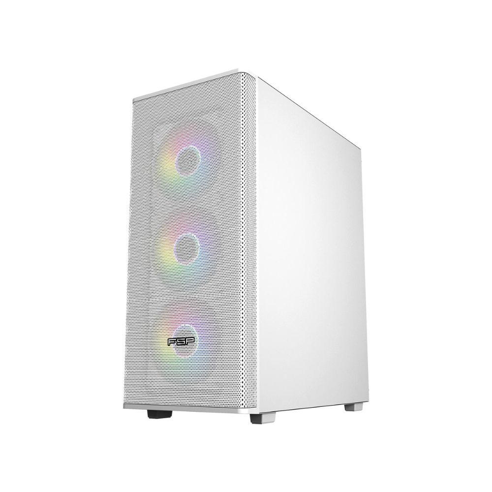 Купить Компьютерный корпус FSP CMT196W, Без БП, 1xUSB3.0/2xUSB2.0, 4x ARGB 120mm, Glass, White, ATX в Алматы