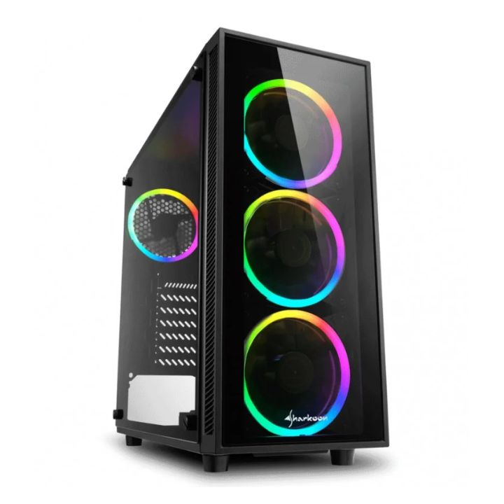 Купить Корпус ПК без БП Sharkoon TG4 RGB <ATX, 2x3.5, 4x2.5, 2xUSB 3.0, Audio, 3x120mm RGB F/P, 1x120mm RGB R/P, 455*200*430mm> в Алматы