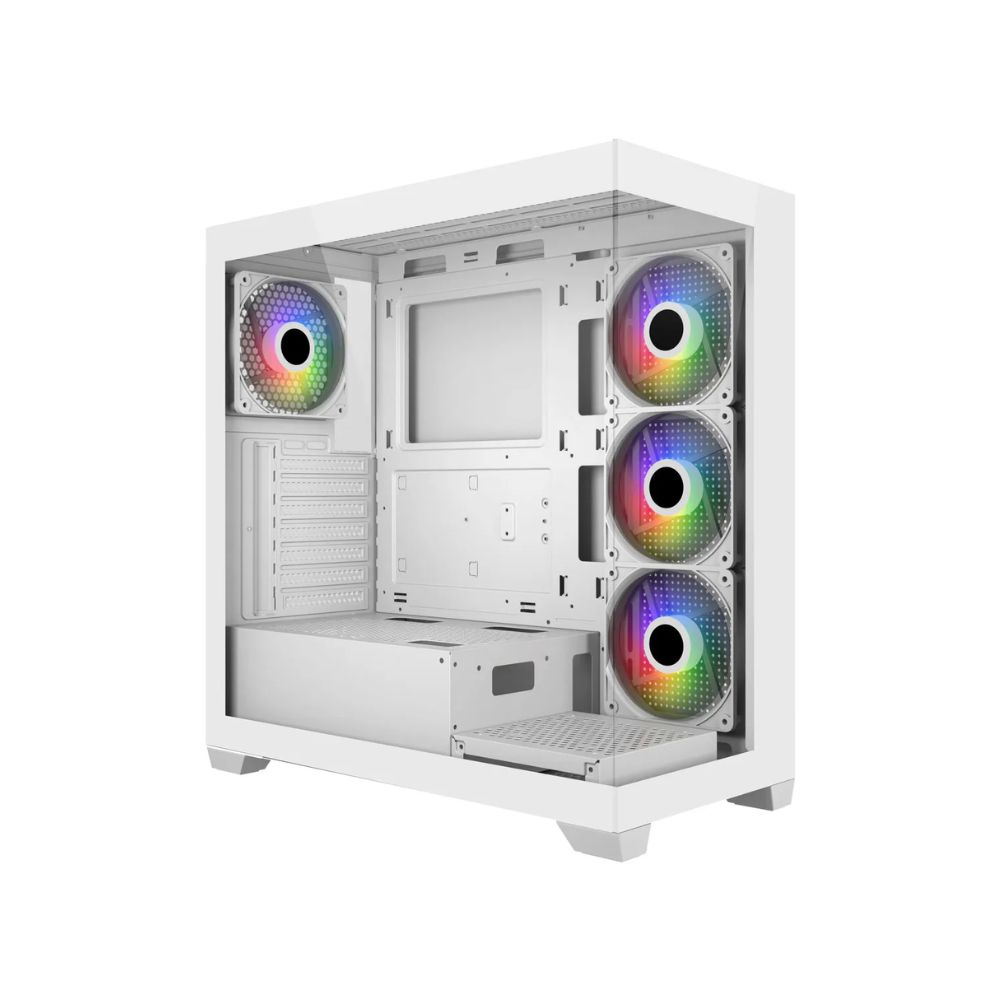 Купить Компьютерный корпус FSP M340, Без БП, 2xUSB3.0, Type-C, 4xFAN120 ARGB, 2xGlass, White, ATX в Алматы