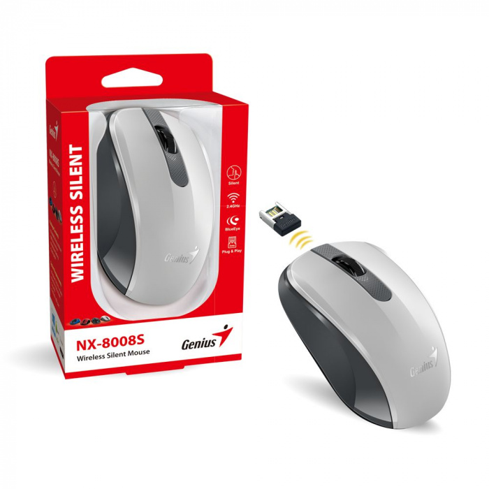 Купить Мышка Genius RS2,NX-8008S,White+Gray 31030028403 в Алматы