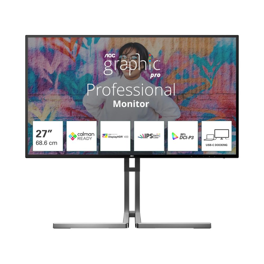Купить Монитор 28" AOC U27U3CV IPS 3840x2160 60Hz 4ms 400cd/m 1300:1 2xHDMI 1xDP 4xUSB3.2 SP 3Wx2 Black в Алматы