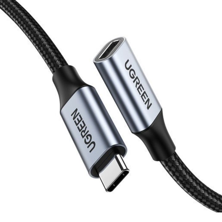 Купить Кабель UGREEN US372 USB-C Male to USB-C Female Gen2 Alu Case Braided Extension Cable 1m (Dark gray) 30205 в Алматы