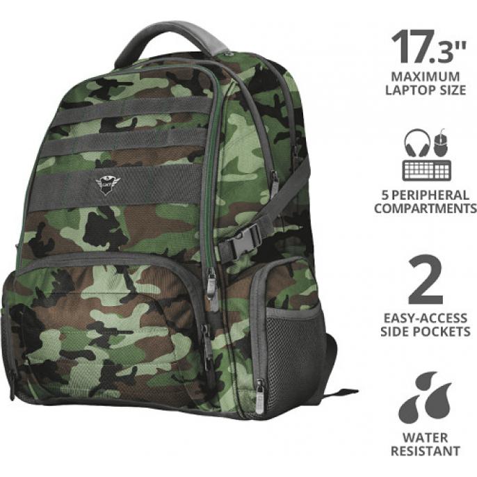 Купить Рюкзак Trust GXT 1250G Hunter Gaming 17,3* зелёный-камуфляж в Алматы