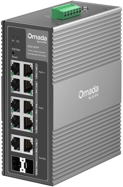 Купить Коммутатор индустриальный PoE+ Smart GbE  10-портовый Tp-Link IES210GPP <JetStream&trade; 8 портов GbE(2? PoE++, 6? PoE+), 2 комбинированых GbE порта RJ45/SFP, бюджет мощности PoE 240W, интеграция с Omada SDN> в Алматы