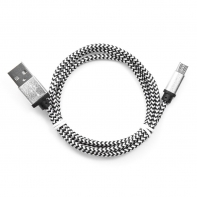 Купить Кабель USB 2.0 Cablexpert CC-mUSB2sr1m, USB-MicroUSB, 1м, нейлоновая оплетка, алюм разъемы, серебри в Алматы
