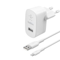 Купить Сетевое ЗУ Belkin 12W USB-A 2.4A, Lightning 1m, white в Алматы