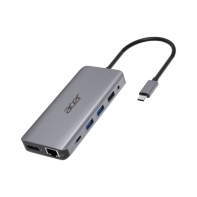 Купить Док-станция Acer 12in1 Type C dongle: 2 x USB3.2, 2 x USB2.0, 1x SD/TF, 2 x HDMI, 1 x PD, 1 x DP, 1 x RJ45, 1 x 3.5 Audio, silver  в Алматы