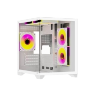 Купить Корпус Wintek AQUABOX S05-W TG, Micro ATX, USB 1*3.0/2*2.0, HD Mic, 5*12cm ARGB (контр.   пульт д/у), белый в Алматы