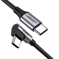 Купить Кабель UGREEN US255 USB-C to Angled USB2.0-C Round Cable M/M Aluminum Shell Nickel Plating 1m (Gray Black) в Алматы