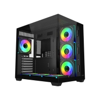 Купить Компьютерный корпус FSP M341-BA, Без БП, 2xUSB3.0/Type-C, 7xARGB 120mm, 2xGlass, Black, ATX в Алматы